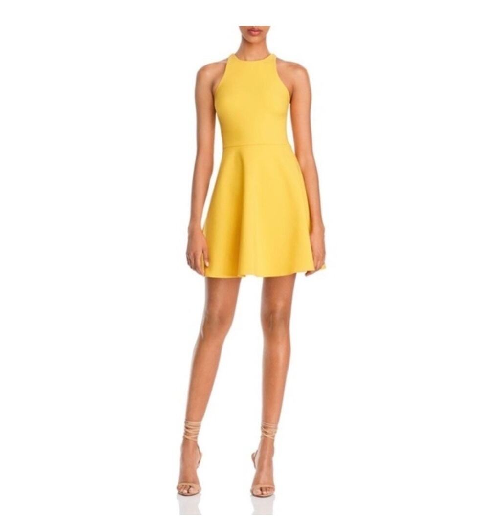 Likely Moore Goldenrod Yellow Sleeveless Racerback Skater Mini Dress Size 4